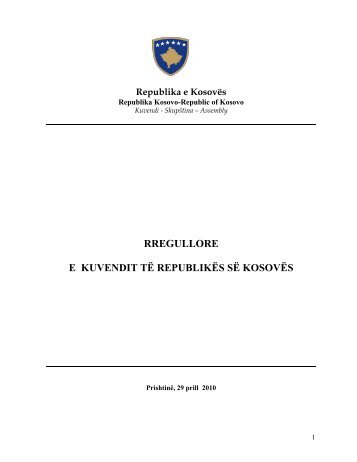 RREGULLORE E KUVENDIT TË REPUBLIKËS SË KOSOVËS