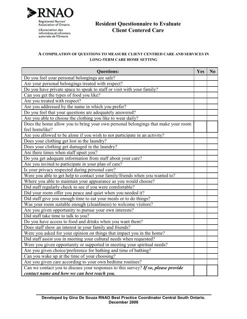 Home Care Questionnaire