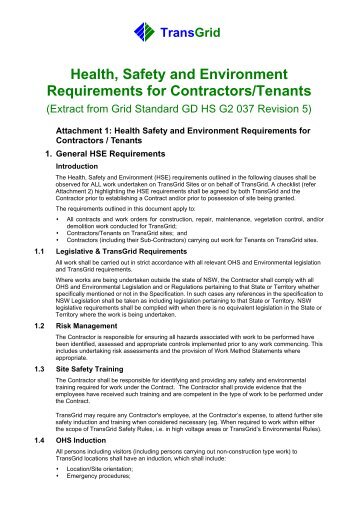 Health, Safety and Environment Requirements ... - NSW Government