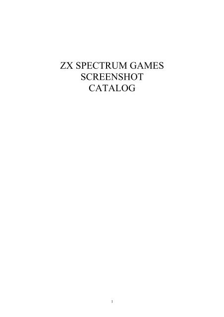 Ebook) Zx Spectrum Games Screenshot Catalog (6000 Color