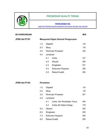 PROSEDUR KUALITI TERAS - JPBD Selangor