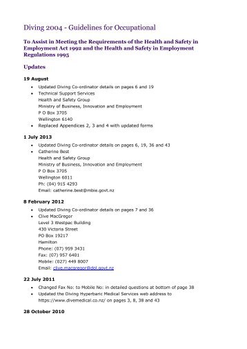 Diving 2004 updates [260 KB PDF] - Business.govt.nz