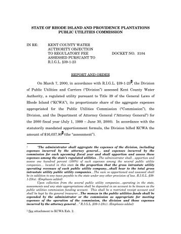 Rhode Island Public Utilities Commission Rhode Island Public Utilities Commission