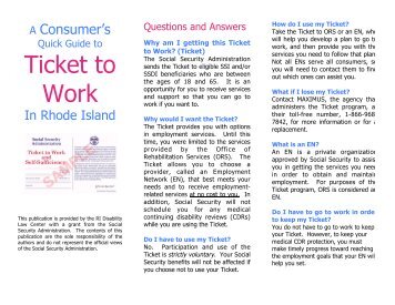 TICKET TO WORK BROCHURE - Rhode Island Disability Law Center