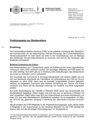 Positionspapier zur Studienreform Einleitung - des FSR-Medizin ...