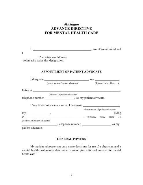 michigan-advance-directive-for-health-care-form-download-printable-pdf