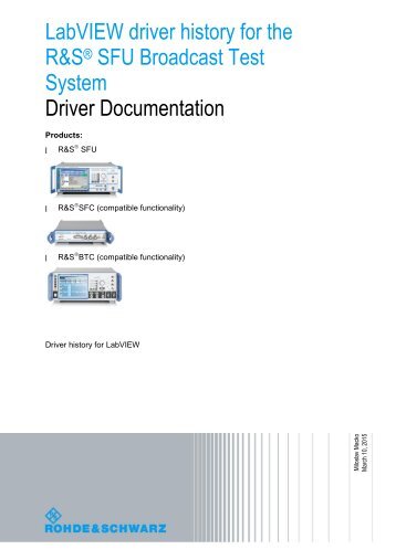 Driver History for the R&S®SFU Broadcast Test ... - Rohde & Schwarz