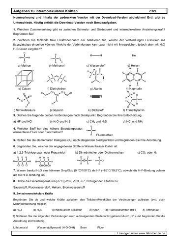 CL_Aufgaben zu intermolekularen Kraeften_+Lsg.pdf - laborberufe.de