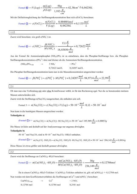 Rechnen mit Stoffmengenkonzentrationen und ... - laborberufe.de