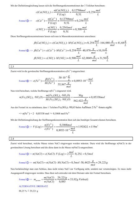 Rechnen mit Stoffmengenkonzentrationen und ... - laborberufe.de