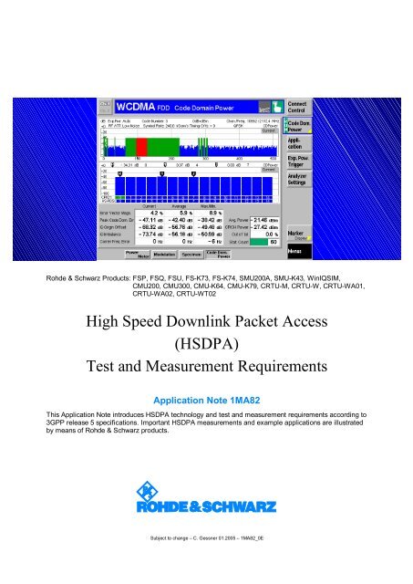 High Speed Downlink Packet Access (HSDPA Rohde & Schwarz