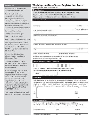 Washington Voter Registration Form - Long Distance Voter