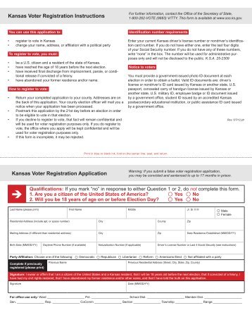 Kansas Voter Registration Form - Long Distance Voter