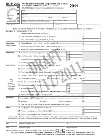 RI-1120C Rhode Island Business Corporation Tax Return