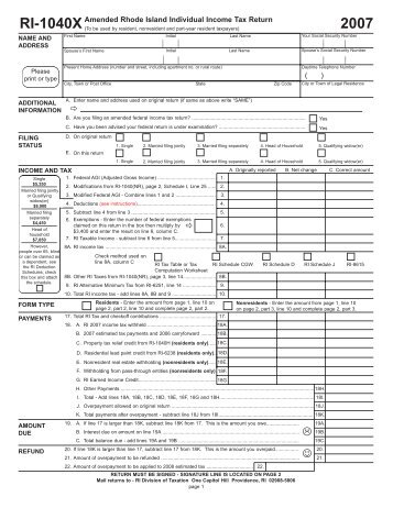 RI-1040XAmended Rhode Island Individual Income Tax Return ( )