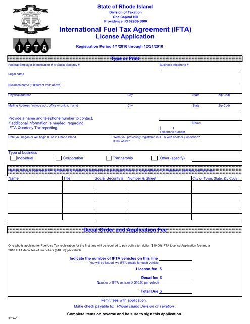 International Fuel Tax Agreement (IFTA) - Rhode Island Division of ...