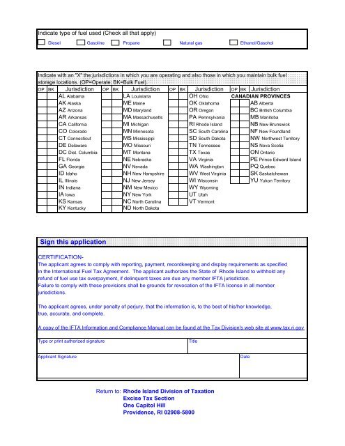 International Fuel Tax Agreement (IFTA) - Rhode Island Division of ...