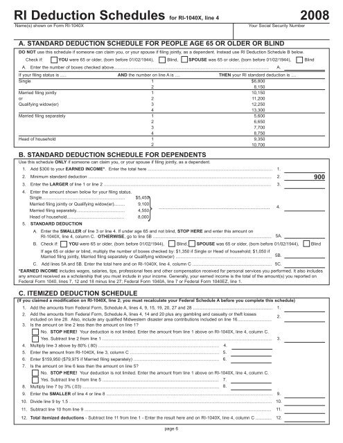 RI-1040X 2008 Amended Rhode Island Individual Income Tax Return