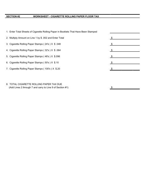 Distributor Floor Stock Form - Rhode Island Division of Taxation