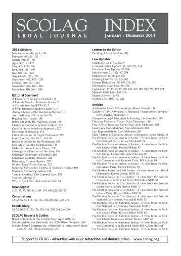 SCOLAG Index 2011 - Scottish Legal Action Group