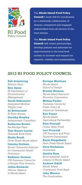 FOOD MATTERS: - Rhode Island Food Policy Council