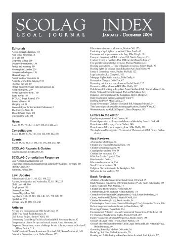 SCOLAG Index 2004 - Scottish Legal Action Group