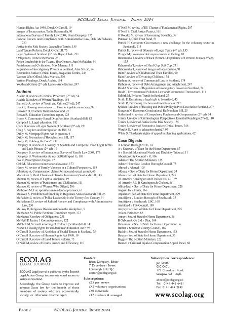SCOLAG Index 2004 - Scottish Legal Action Group