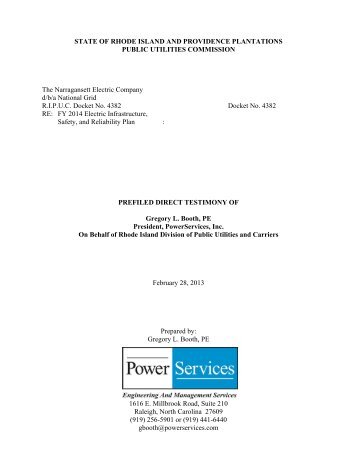 Direct Testimony of Gregory L. Booth, P.E. - Rhode Island Public ...