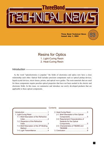 Resins for Optics