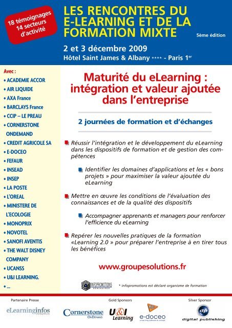 les rencontres du e-learning et de la formation ... - Groupe Solutions