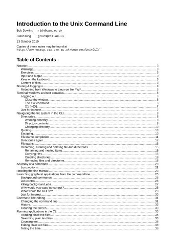 Introduction to the Unix Command Line - University of Cambridge ...