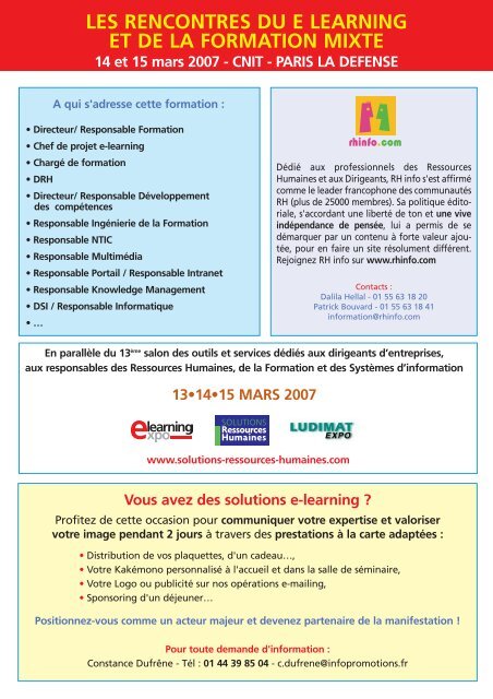 les rencontres du e-learning et de la formation ... - Groupe Solutions