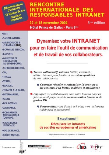 rencontre internationale des responsables intranet - Groupe Solutions