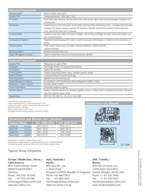 Diesel Engines 12V/16V 2000 M90 - Gold Coast Power, Inc.