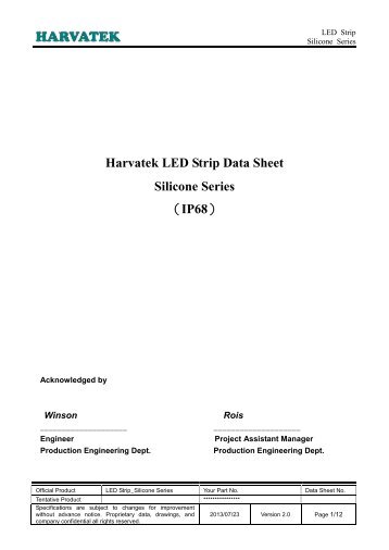 Harvatek LED Strip Data Sheet Silicone Series