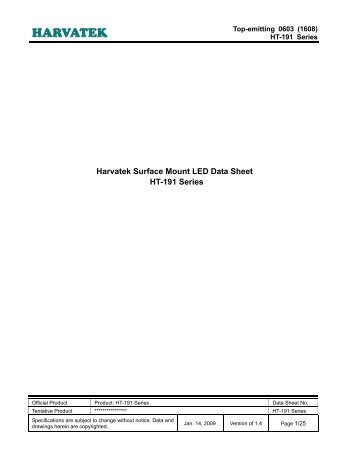 Harvatek Surface Mount LED Data Sheet HT-191 Series