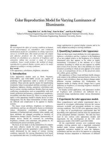 Color Reproduction Model for Varying Luminance of Illuminants