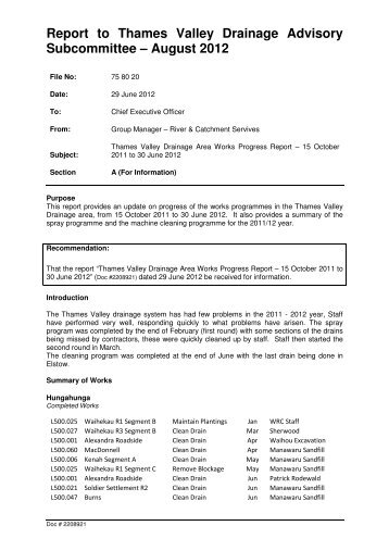 Report to Thames Valley Drainage Advisory Subcommittee â€“ August ...