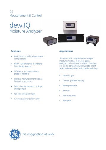dew.IQ Moisture Analyzer - GE Measurement & Control