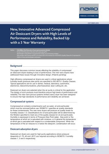 New, Innovative Advanced Compressed Air Desiccant Dryers with ...