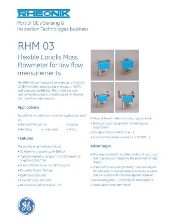 Rheonik Coriolis Massa Flow Meter RHM03 - ODS-instrumentatie NL