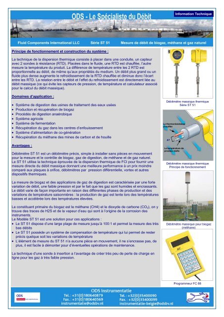 Fluid Components International LLC SÃ©rie ST 51 Mesure de dÃ©bit ...