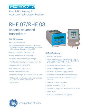 Rheonik Transmitter RHE07 - RHE08 - ODS-instrumentatie NL