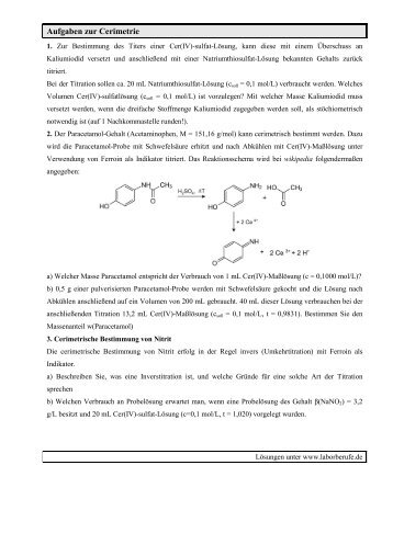 Aufgaben zur Cerimetrie - laborberufe.de