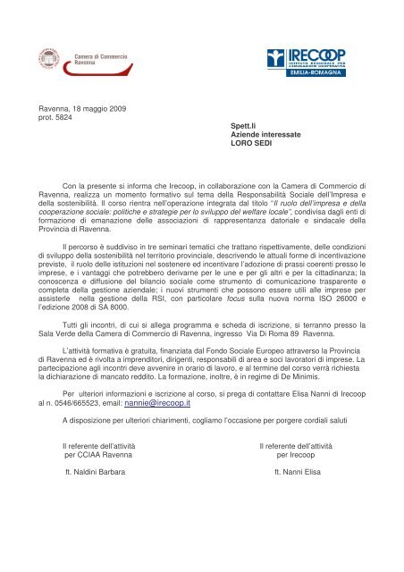 lettera invito e programma seminari RSI.pdf - Camera di Commercio ...