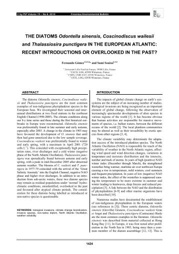 THE DIATOMS Odontella sinensis, Coscinodiscus wailesii and Thalassiosira punctigera IN THE EUROPEAN ATLANTIC: RECENT INTRODUCTIONS OR OVERLOOKED IN THE PAST?