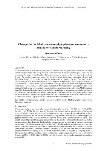 Changes in the Mediterranean phytoplankton community related to climate warming