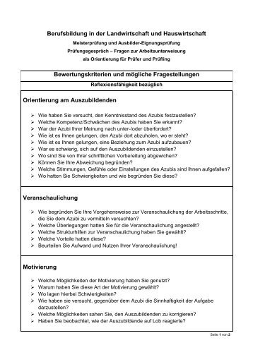 Berufsbildung in der Landwirtschaft und Hauswirtschaft ...