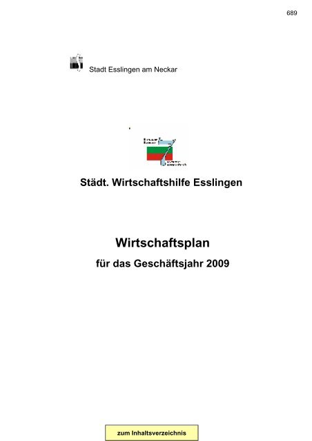 Gesamtplan Zusammenstellung der Einnahmen und ... - Esslingen