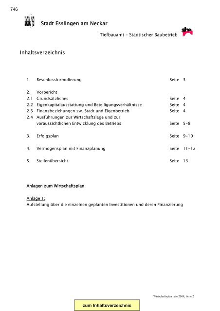 Gesamtplan Zusammenstellung der Einnahmen und ... - Esslingen